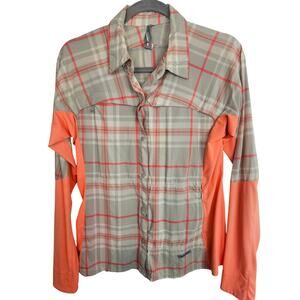 Simms Womens Plaid Fishing Shirt Size M Gorpore Outdoor Stretch Vented Retro